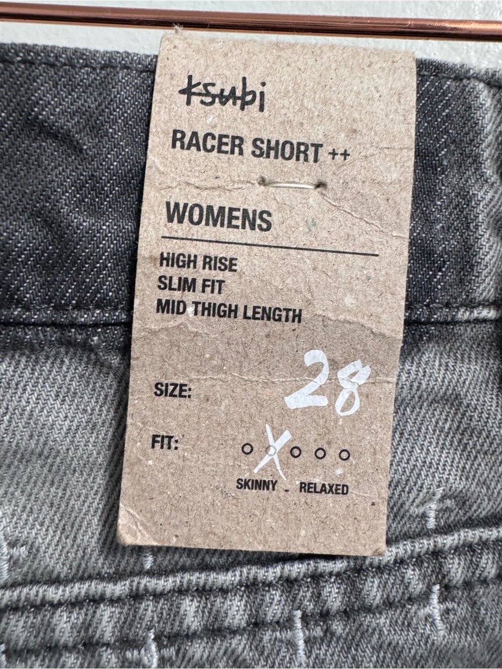 Ksubi Racer Short High Rise Slim Fit Mid Thigh Fit Smoke Grey Size 28 - Picture 14 of 16